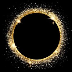 a gold circle frame with sparkles on a black background stock photo - budget conscious