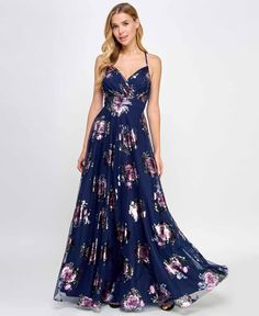 in stock Wedding Present Ideas, Long Flower Dress, Printed Prom Dresses, Mesh Gown, Metallic Mesh, Navy Purple, Tulle Gown, Review Dresses, Studio City