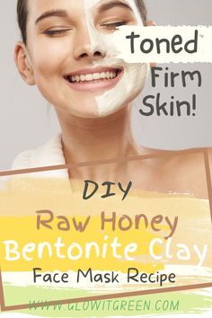 Get a Bentonite clay and raw honey face mask to glow up, and tone your complexion, from Glowitgreen.com! These easy face masks are a weekly must to detox dirt, and debris from the skin, and infuse it with natural ingredients, for a radiant complexion! Raw Honey Face Mask, Clay Face Mask Recipe, Firming Face Mask, Manuka Honey Face Mask, Clay Face Masks, Clay Mask Recipe, Diy Honey Face Mask, Bentonite Clay Face Mask, Bentonite Clay Mask