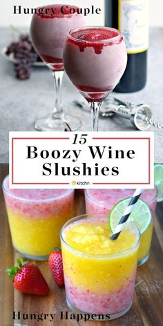 two glasses filled with boozy wine slushies