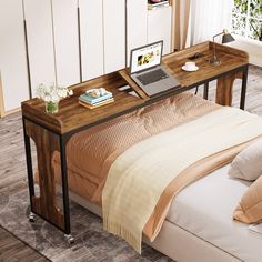 Overbed Table with Wheels, 71 Laptop Cart with Outlets & USB Ports Tribesigns Hospital Bed Table, Overbed Table, Rolling Table, Table With Wheels, Standing Table, Home Office Furniture Desk, Solid Wood Desk, Queen Size Bed, Laptop Table