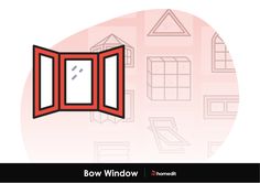 an open window with the words bow window on it