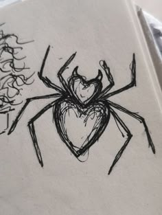 a drawing of a spider with a heart on it's back