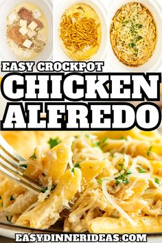 easy crockpot chicken alfredo recipe on a plate