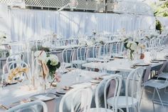 tables and chairs are set up for an event