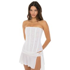 Sunniva Corset Fashion Copenhagen, Strapless Corset Top, Authentic Corsets, White Corset, Strapless Corset, Backless Top, White Off Shoulder, Shoulder Crop Top, Model Fits