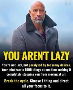 an ad for the movie you aren't lazy, featuring a bald man wearing a jacket