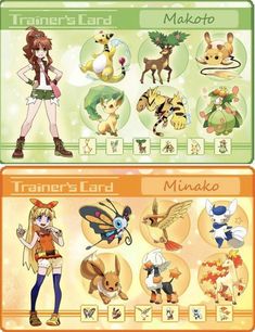 an image of pokemon characters and their names