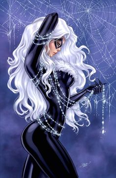 a painting of a woman in black and white with spider webs on her body