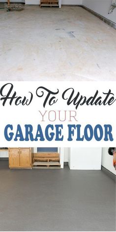 an empty garage with the words how to update your garage floor