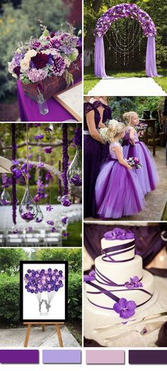 purple and white wedding theme is featured on instagram