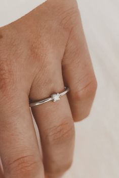 Sterling Silver Diamond Promise Ring - Lacee Alexandra Minimal Diamond Ring, Minimal Engagement Ring, Small Engagement Rings, White Gold Promise Ring, Promise Rings Simple, Delicate Engagement Ring, Diamond Promise Ring, Sterling Silver Promise Rings, Minimalist Engagement Ring