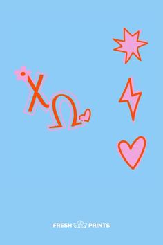 an image of the zodiac sign and stars on a blue background with pink outlines