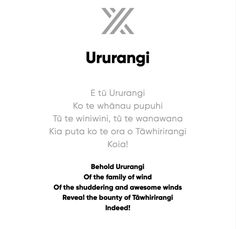 an advertisement with the words urranggi written in black and white, on a white background