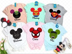 Personalized 2022 Disney Vacation Family Matching T Shirt Disney Theme Shirts Family Vacations, Disney Family Trip Shirts 2024, Themed Mickey Mouse Tops For Disney Events, Disney Themed Character Print Tops, Themed Tops For Disney Trips With Character Print, Themed Cartoon Print Tops For Disney Trips, Disney Green Tops With Character Print, Green Disney Character Print Top, Themed Multicolor Tops With Letter Print