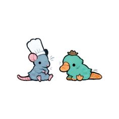 two cartoon mouses sitting next to each other