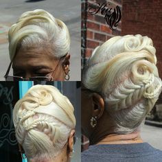 Updo Cornrows, Old School Hairstyles, Kimberly Hair, Black Brides Hairstyles, Hair Braid Patterns, Curly Hair Pieces, Finger Wave Hair, Competition Hair