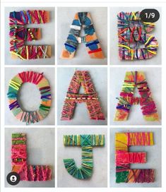 the letters are made out of yarn and paper