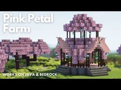 the pink petal farm in minecraft is shown with text that reads, works on lava and bedrock