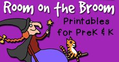 the room on the broom printables for prek and k is shown in purple