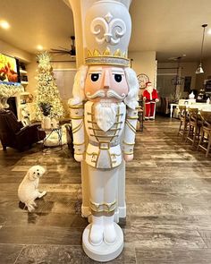 there is a large nutcracker statue in the lobby