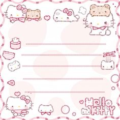 a hello kitty birthday card with pink and white designs