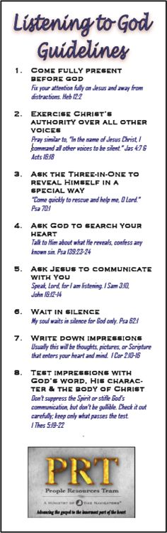 an image of a poster with the words, listening to god guidelines