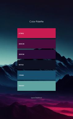 the color palette for this iphone wallpaper is purple, blue and pink with mountains in the background