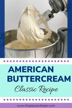 an american buttercream recipe in a metal bowl