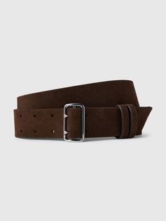 Soft authentic suede leather wide belt.  Double-prong buckle.  For more fit and sizing info, check out our Size Guide.  Width: 1. 38" Length Size S): 39" Belts Brown, Silly Clothes, Womens Leather Belt, Wide Leather Belt, Suede Belt, Casual Belt, Brown Leather Belt, Brown Belt, Fall Aesthetic