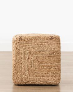 a natural jute box on a wooden floor