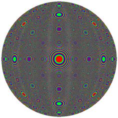 an image of a circle with many circles in the middle and one red dot at the center