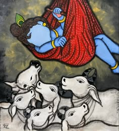 Krishna Cow Painting, Cows Painting, Om Tattoo, Boho Art Drawings, Indian Painting, Contemporary Art Painting