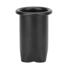 a black cup is shown on a white background