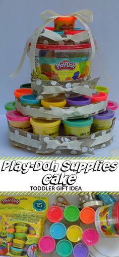 play - doh supplies are stacked on top of each other with the title below