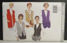 the front and back of a sewing pattern for women's vests