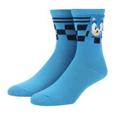 Speed into supersonic style with these women's Sonic the Hedgehog casual crew socks. With a vibrant blue hue, these socks feature chenille patches of Sonic's face above a dynamic black and blue checkered pattern. Tailored for women's sock size 9-11 and shoe size 5-10, these socks blend comfort with gaming nostalgia. Crafted from 98% polyester and 2% spandex, these officially licensed socks are a tribute to the iconic Sonic the Hedgehog. Machine washable and tumble dryable, these socks offer both Sonic Face, Blue Checkered, Checkered Pattern, Socks And Hosiery, Blue Hues, Socks Women, Crew Socks, Hosiery, Sonic