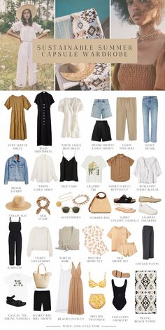 Hot Climate Capsule Wardrobe, Effortless Capsule Wardrobe, La Capsule Wardrobe, Minimalist Closet Women, Neutral Travel Capsule Wardrobe, Neutral Capsule Wardrobe Spring, Preppy Wardrobe Aesthetic, Southern Capsule Wardrobe, Denim Skirt Capsule Wardrobe