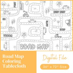 the road map coloring tablecloth is shown