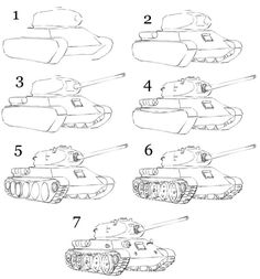 how to draw tanks for children and adults in easy step - by - step instructions