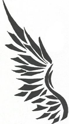 a black and white image of a wing on a white background with the word wings written below it