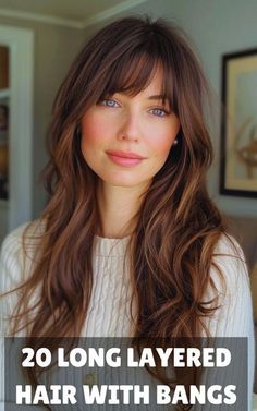 Haircuts For Long Hair No Styling, Fall Bangs Haircut, Best Bangs For Long Hair, Hair Styles With Fringe Bangs, Women’s Long Hair With Bangs, Bangs With Very Long Hair, Long Hair With Bangs Fine Hair, Different Style Bangs For Long Hair, Long Layers With Short Bangs