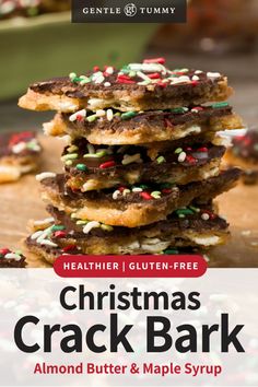 CLICK the link for gluten-free Christmas crack that uses only 5 simple ingredients and skips boiling sugar and butter. Creamy almond butter and maple syrup create a buttery toffee flavor, while all-natural chocolate chips and sprinkles make this a perfect holiday treat without refined sugars. Be sure to pin to your Healthier Christmas Treats and Gluten-Free Desserts boards. Gluten Free Christmas Cracker Toffee, Gluten Free Christmas Cracker Bark, Dairy Free Holiday Treats, Refined Sugar Free Christmas Desserts, Sugar Free Christmas Desserts Easy, Healthy Holiday Desserts Christmas, Healthy Christmas Treats Clean Eating, Gluten Free Christmas Treats For Kids, Gluten And Dairy Free Desserts Christmas