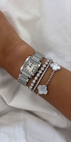 Silver Jewellery Stacking, Jelwery Aesthetic Silver, Silver Bracelet Stack Aesthetic, Silver Jewelry Bracelets, Wrist Stack, Dope Jewelry Accessories, Jewelry Aesthetic, Wrist Jewelry