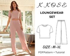 Hello Friends, Loungewear Set  Sıze: M-L-XL This is a digital file There are step-by-step sewing steps with photos. You will not have difficulty making this model. SKILL LEVEL: 4/1 The total amount of fabric you need to make this model is 4 meters. If you want to make this set as a nightgown, you can use more comfortable combed viscose fabrics. You can use any fabric you want. You can sew this model and use it easily in daily life, as a nightgown. You can use it in home wear, street wear, in the Set Sewing Pattern, Sewing Pattern Women, Pajamas Pattern, Hoodie Sewing, Hoodie Sewing Pattern, Modern Aprons, Women Sewing, Women's Sewing Pattern, Pajama Pattern