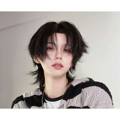 Natural Black Brown Lace Mullet Men's Wig Cool Short - Etsy 日本 Short Hair Clothes Style Fashion, Anime Hair Reference Men, Short Straight Hair Masculine, Mullet Hairstyle Drawing Reference, Short Cool Haircuts, How To Style Mullet, Jellyfish Haircut Men, Pretty People Men, Hair Ideas Men