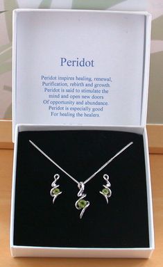 Sterling Silver Peridot Necklace & Earrings | Peridot Jewellery | UK Rule Of Thumb, Box Card