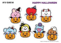 an image of halloween stickers with cats and pumpkins on it's faces