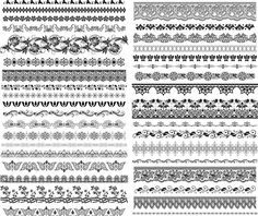 a set of decorative borders and dividers in black and white, each with different designs