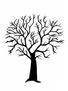 a tree with no leaves is shown in black on a white background and has the words,